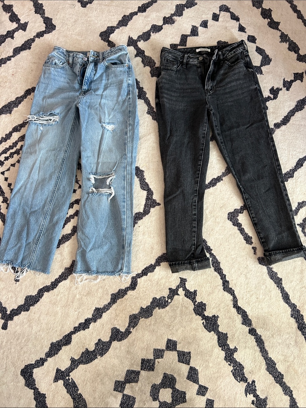 PacSun Distressed Light Blue Boyfriend Jeans & Washed Black Slim Jeans